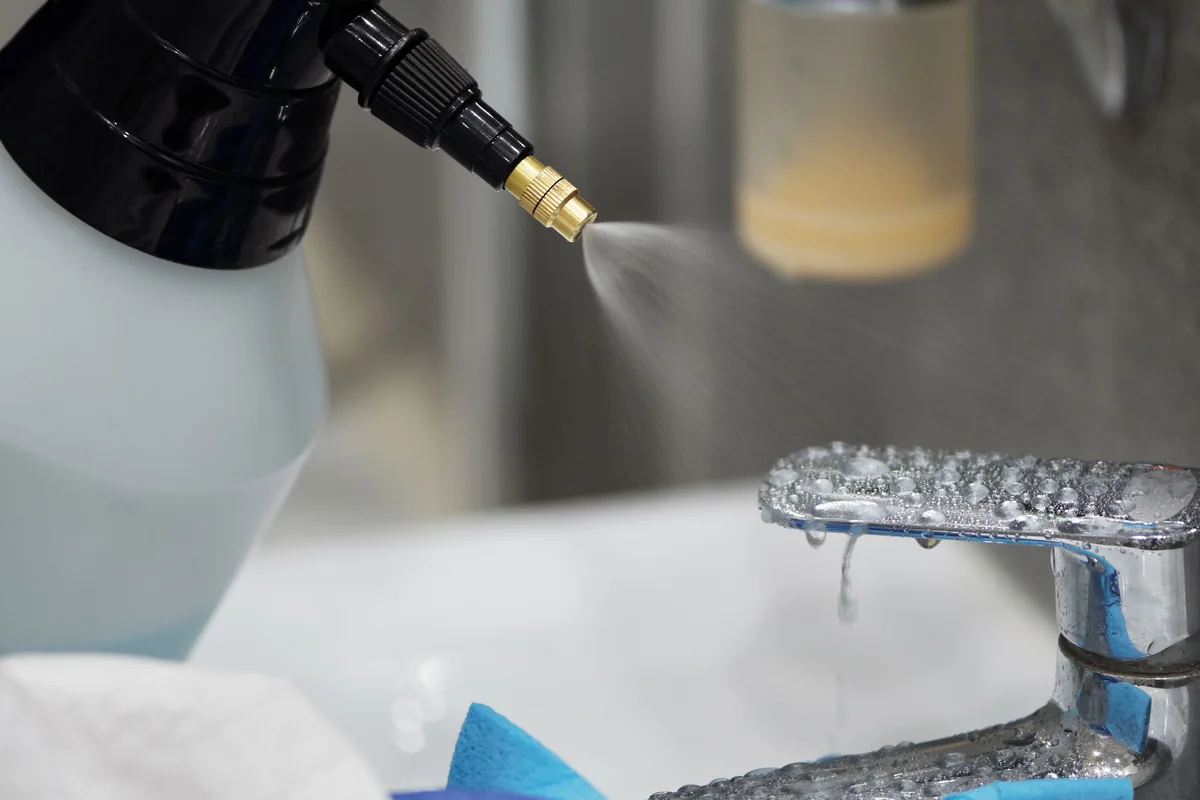 Faucet surface cleaning